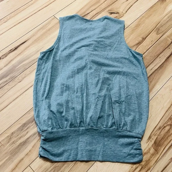 Garnet Hill Essential Banded Surplice Knit Blouson Tank Top Women's S Lt Blue - Picture 6 of 6